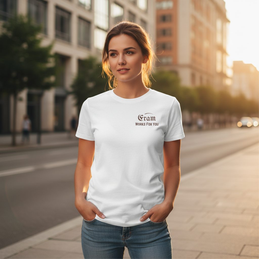 Ghost mannequin t-shirt Eram logo