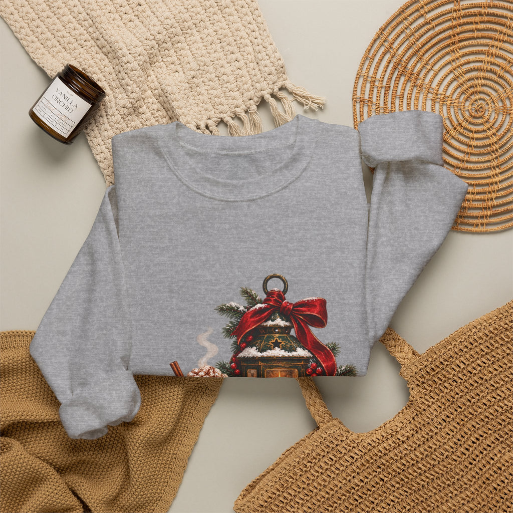 Cozy Holiday Lantern Christmas Sweatshirt — Vintage Winter Scene Crewneck