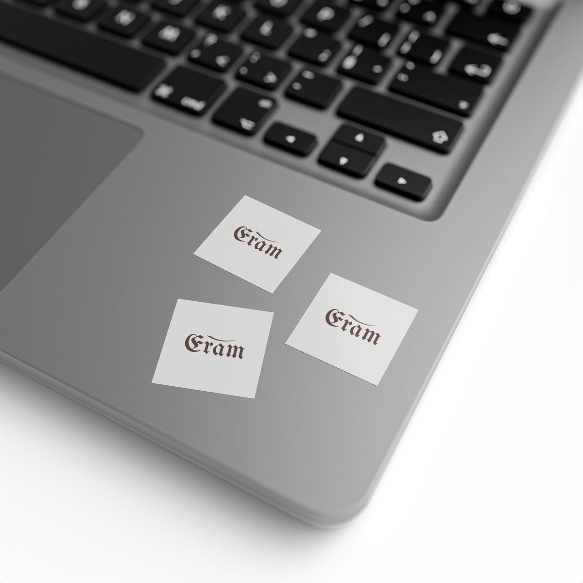 Square Sticker Rolls — Custom "Eram" Logo Label Stickers for Packaging & Branding