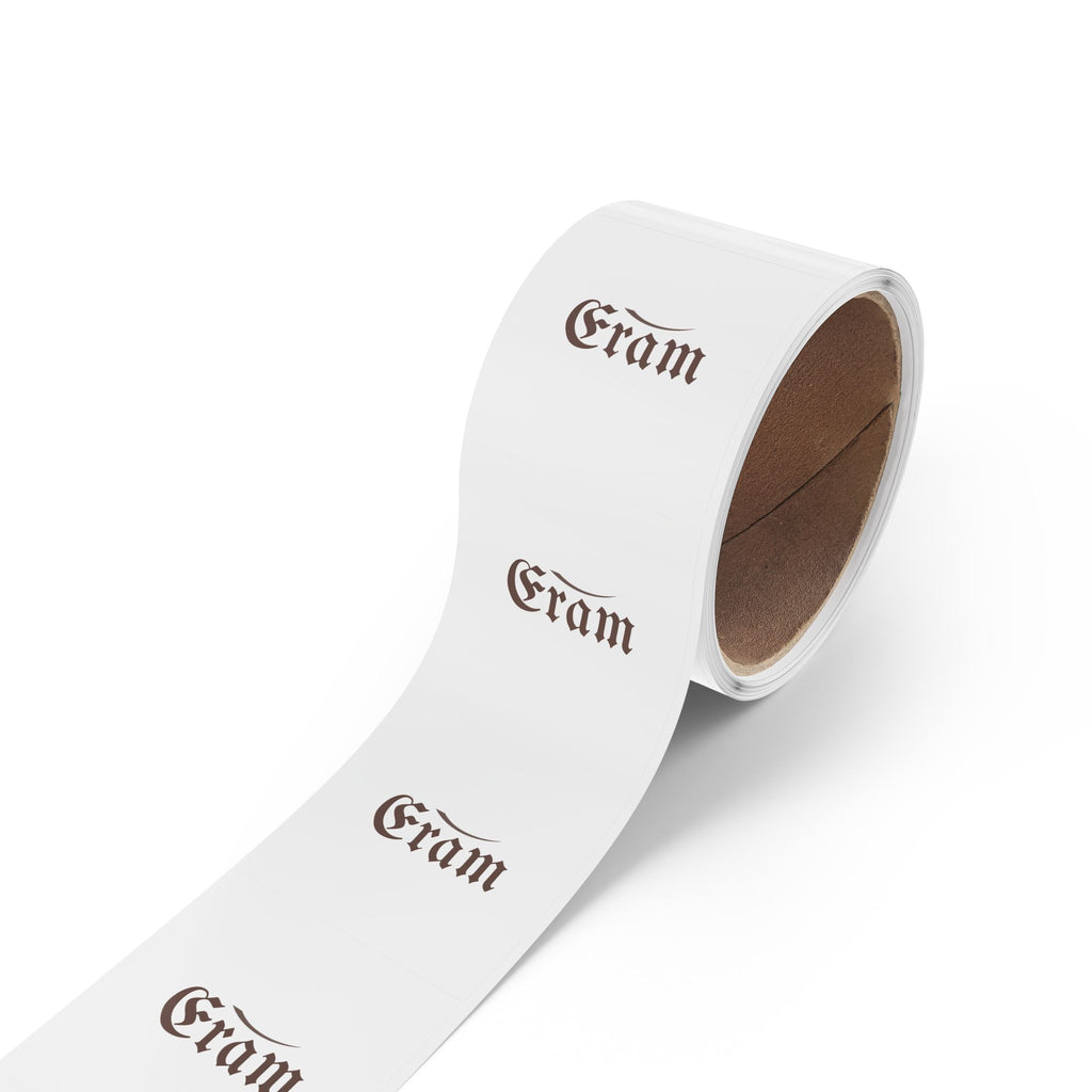 Square Sticker Rolls — Custom "Eram" Logo Label Stickers for Packaging & Branding