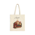 Holiday Joy Tote Bag — "Joyful" Christmas Cocoa & Books Canvas Tote
