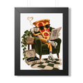 Framed Poster — Relaxing Pizza Slice 'Good Food Good Mood' Art Print