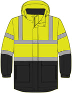 High Visibility Safety Parka, ANSI Class 3 Reflective Winter Jacket, for Construction and Road Work, Sizes XS-5XL