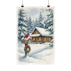 Winter Poster — Snowy Mailbox with Cardinal Matte Vertical Print