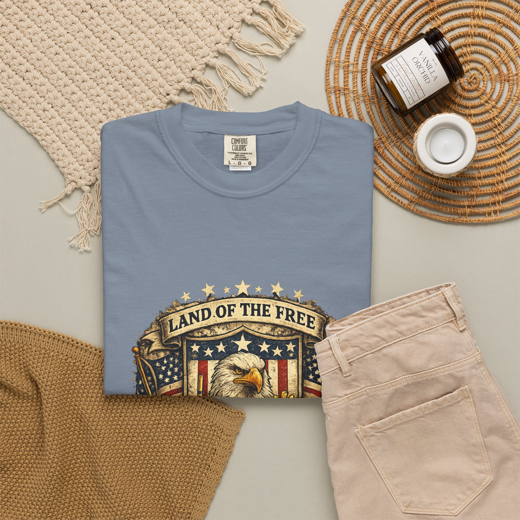 Land of the Free Refills T-Shirt — Patriotic Eagle Beer Design