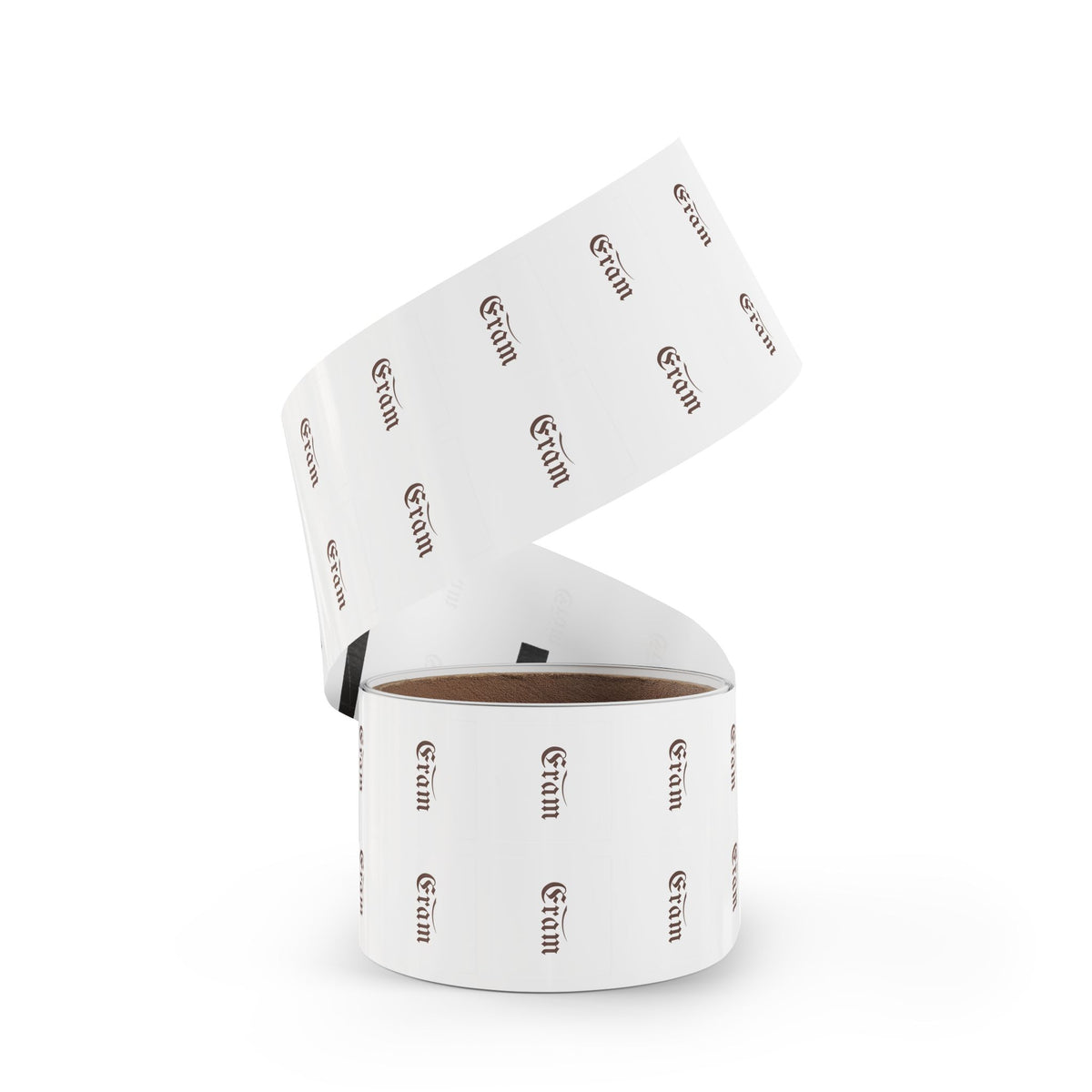 Square Sticker Rolls — Custom "Eram" Logo Label Stickers for Packaging & Branding