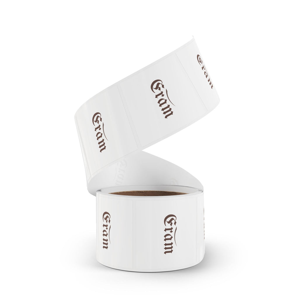 Square Sticker Rolls — Custom "Eram" Logo Label Stickers for Packaging & Branding