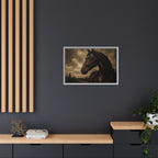 Framed Matte Canvas Horse Portrait — Vintage Dark Equestrian Wall Art