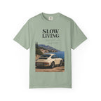 Slow Living Vintage Car T-Shirt — Scenic Coastal Drive Tee