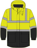 High Visibility Safety Parka, ANSI Class 3 Reflective Winter Jacket, for Construction and Road Work, Sizes XS-5XL