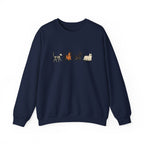 fall sweaters, Cats lover, halloween, trick & treat| minimalist cat lineup crewneck