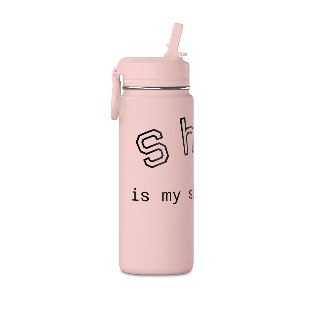 20oz Pink 'School is My Side Quest' Mini Water Bottle - Straw Top, Cute Student Hydration Bottle
