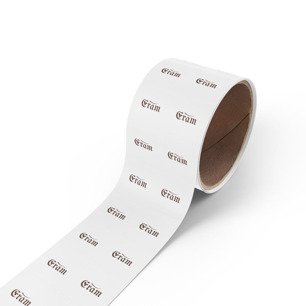 Square Sticker Rolls — Custom "Eram" Logo Label Stickers for Packaging & Branding