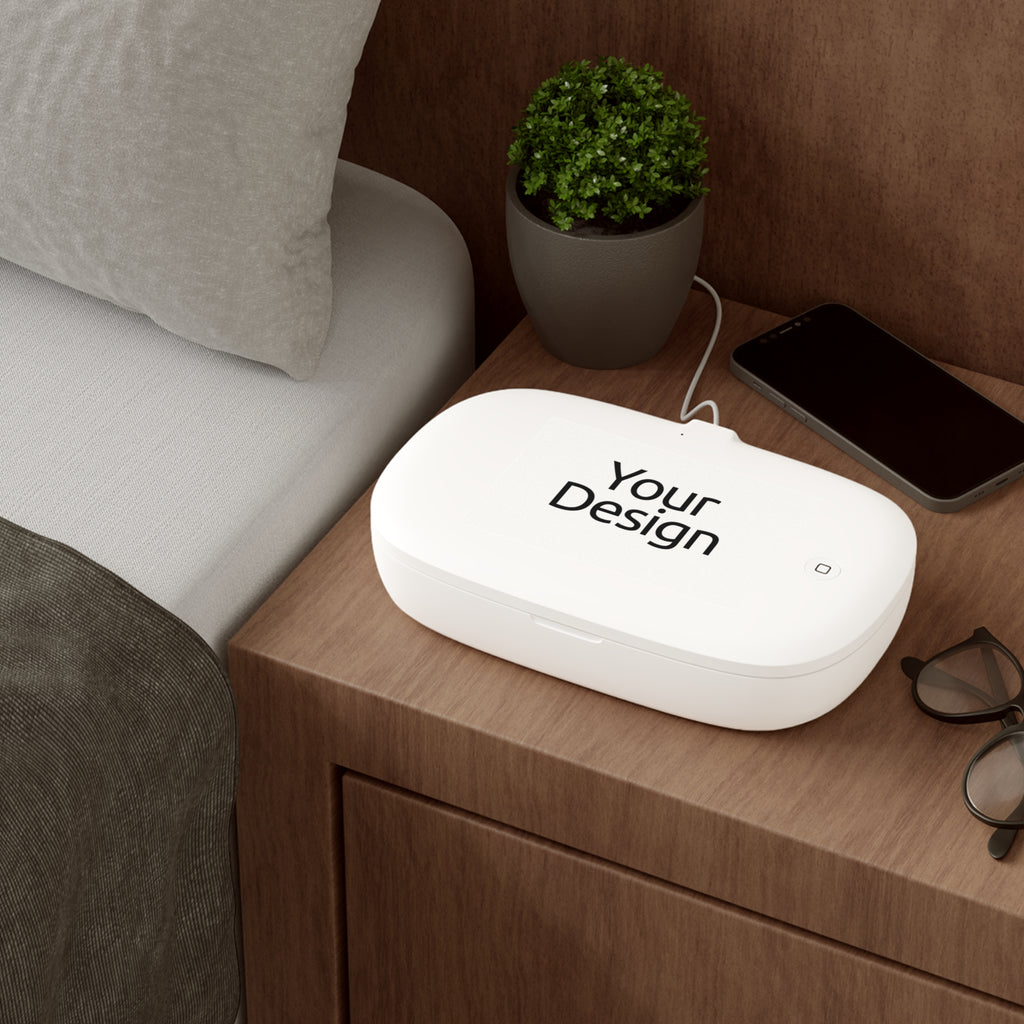 UV Phone Sanitizer Box with Wireless Charger, 2-in-1 Qi Charging Pad, for Home and Office, Fits Most Smartphones
