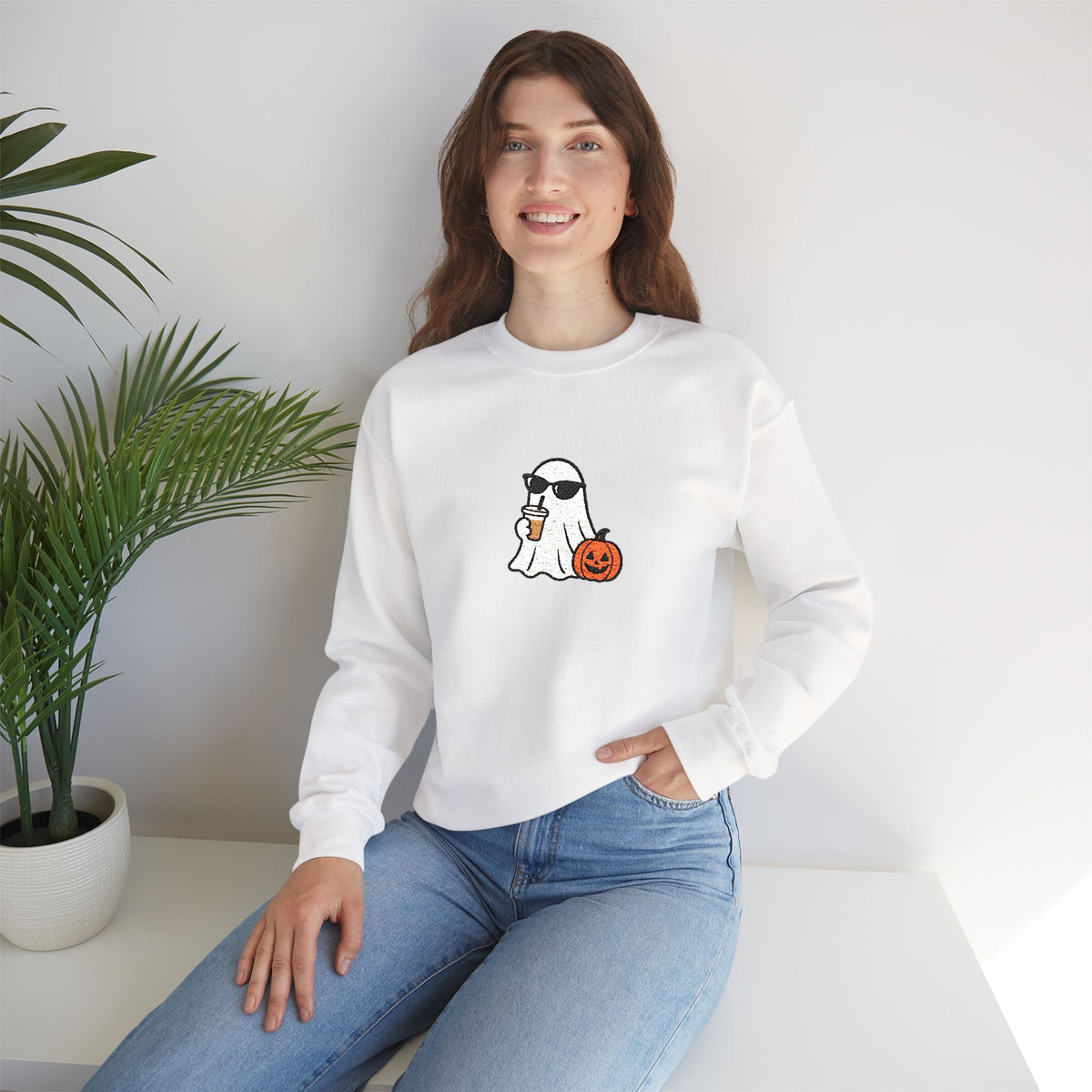 personalized embroidery fall sweater, custom spooky season sweater, Halloween sweater