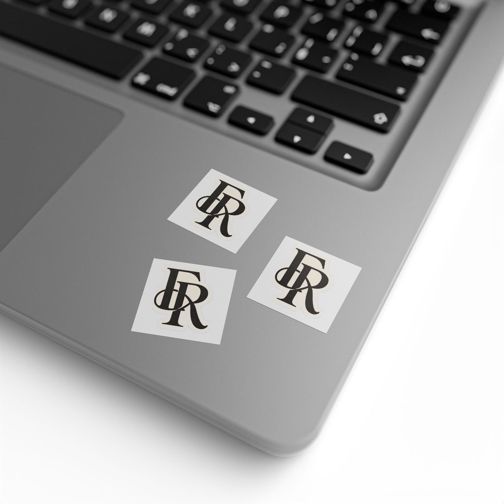 Monogram Square Sticker Rolls — Custom FR Logo Label Stickers (Sheet/ Roll)