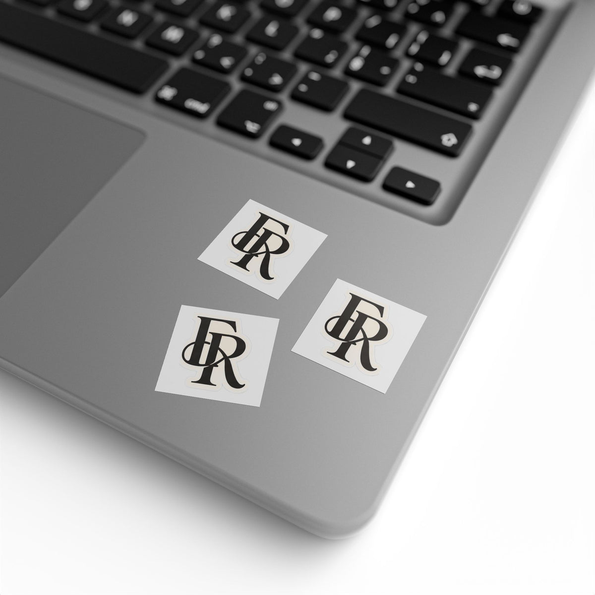 Monogram Square Sticker Rolls — Custom FR Logo Label Stickers (Sheet/ Roll)
