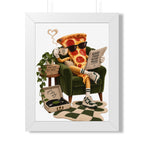 Framed Poster — Relaxing Pizza Slice 'Good Food Good Mood' Art Print