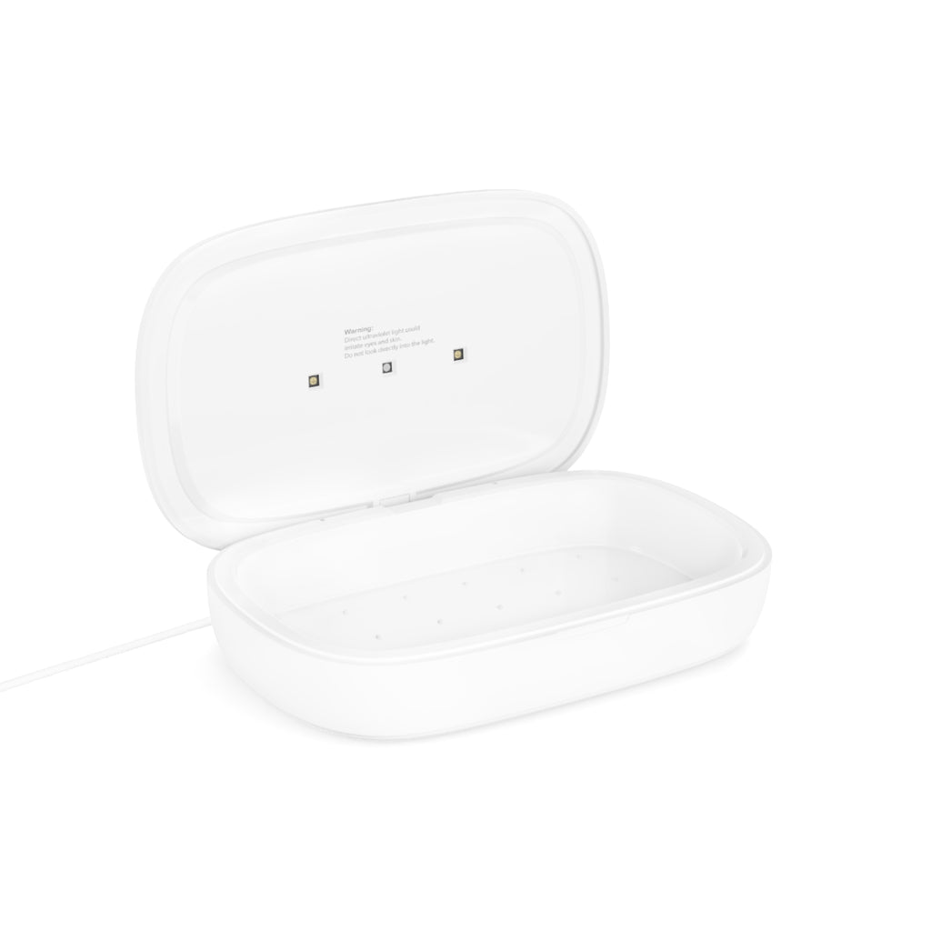 UV Phone Sanitizer Box with Wireless Charger, 2-in-1 Qi Charging Pad, for Home and Office, Fits Most Smartphones
