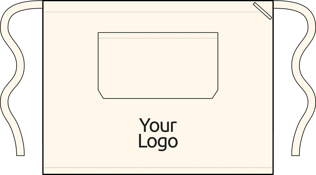 Custom Logo Linen Half Apron, Waist Apron with Pockets, for Cafes, Restaurants and Bartenders, One Size