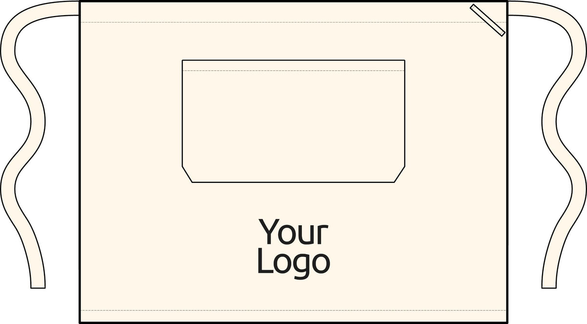 Custom Logo Linen Half Apron, Waist Apron with Pockets, for Cafes, Restaurants and Bartenders, One Size
