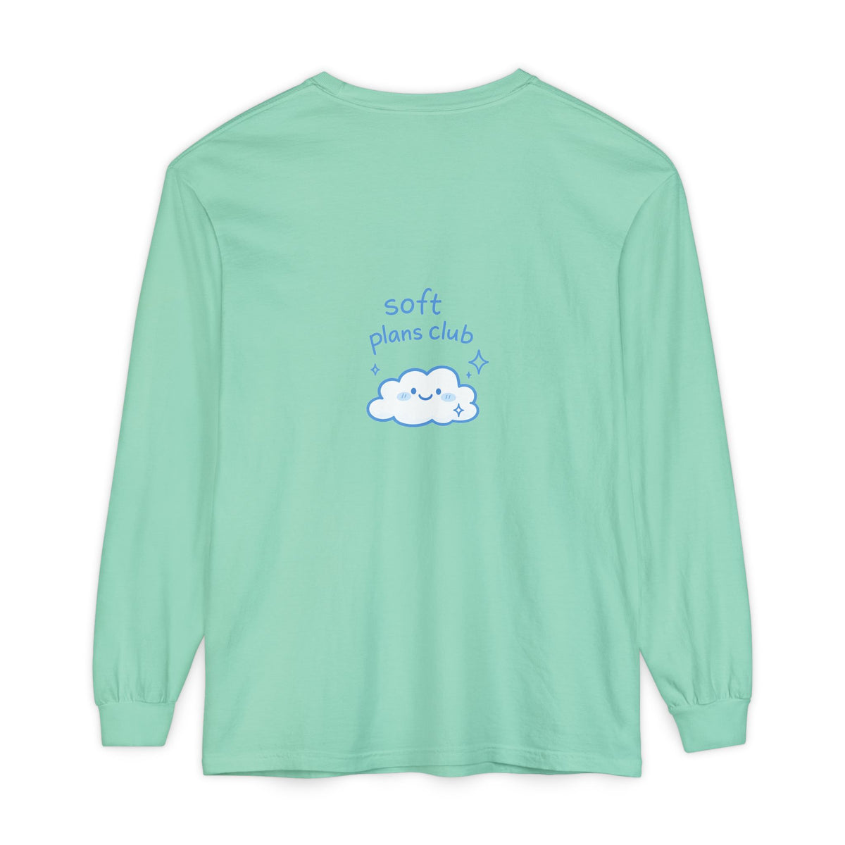 Long Sleeve T-Shirt — "Soft Plans Club" Cute Cloud Graphic