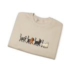 fall sweaters, Cats lover, halloween, trick & treat| minimalist cat lineup crewneck