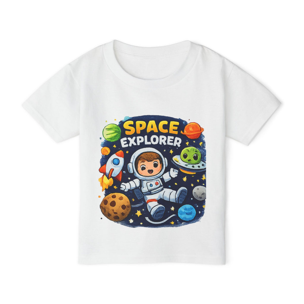 Toddler T-Shirt — Space Explorer Graphic (Astronaut, Planets & Rocket)