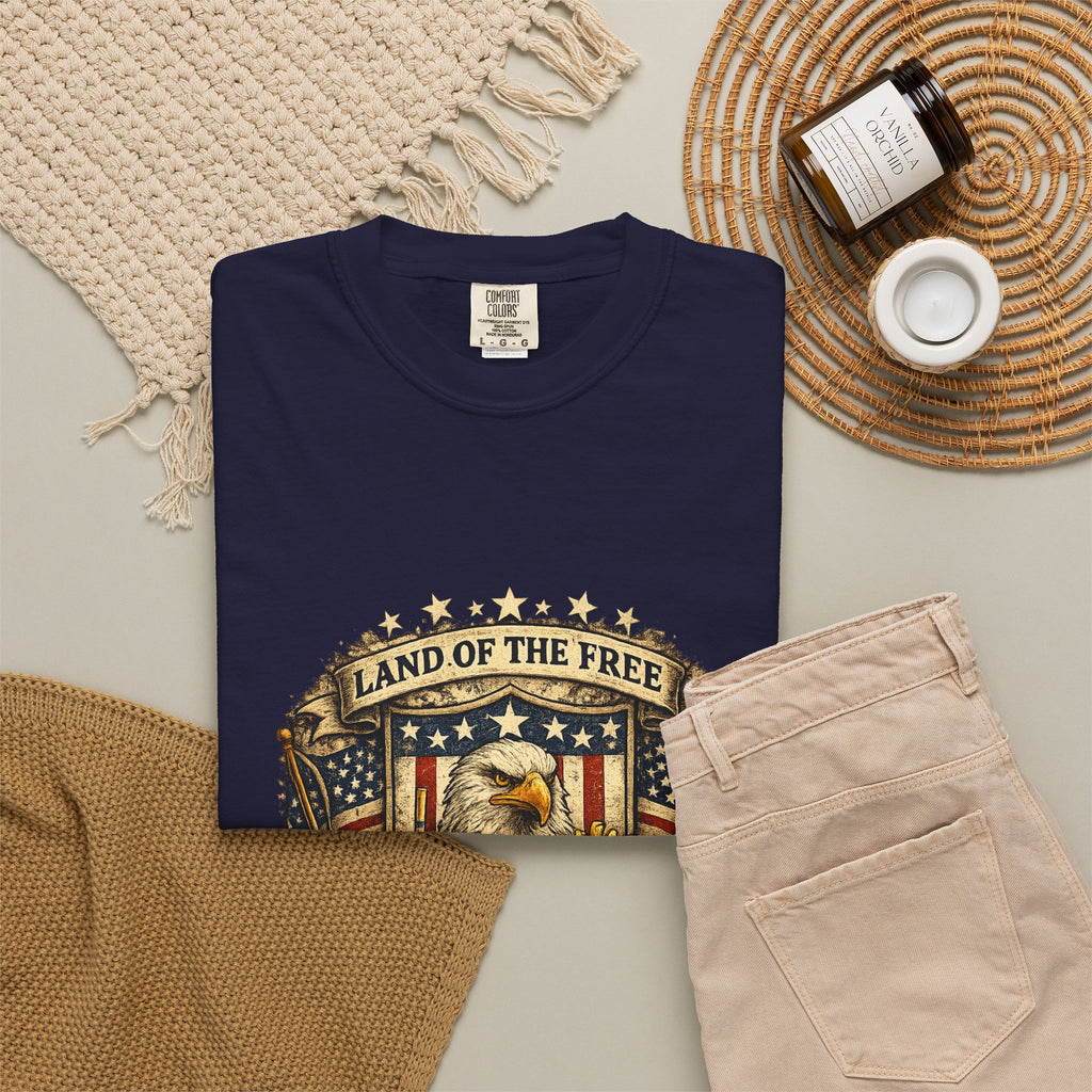 Land of the Free Refills T-Shirt — Patriotic Eagle Beer Design