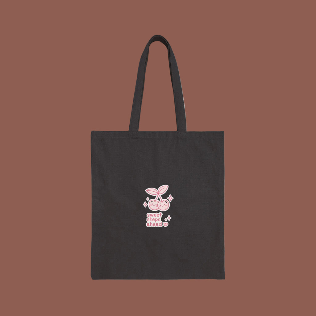 Cherry Sketch Cotton Tote Bag — 'sweet days ahead' Eco Canvas Shopper
