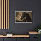 Framed Matte Canvas Horse Portrait — Vintage Dark Equestrian Wall Art