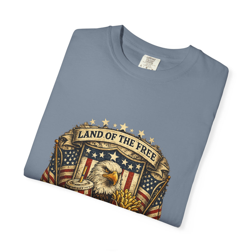 Land of the Free Refills T-Shirt — Patriotic Eagle Beer Design