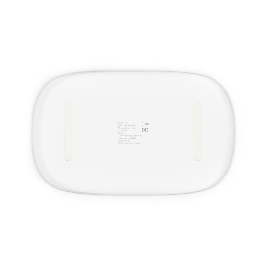 UV Phone Sanitizer Box with Wireless Charger, 2-in-1 Qi Charging Pad, for Home and Office, Fits Most Smartphones