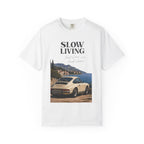 Slow Living Vintage Car T-Shirt — Scenic Coastal Drive Tee