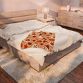 Custom Spooky Fall Ghosts Velveteen Plush Blanket, personalized fall blanket— Pumpkin & Leaves Autumn Throw
