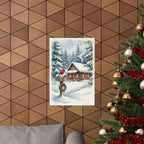 Winter Poster — Snowy Mailbox with Cardinal Matte Vertical Print