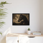 Framed Matte Canvas Horse Portrait — Vintage Dark Equestrian Wall Art