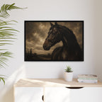 Framed Matte Canvas Horse Portrait — Vintage Dark Equestrian Wall Art