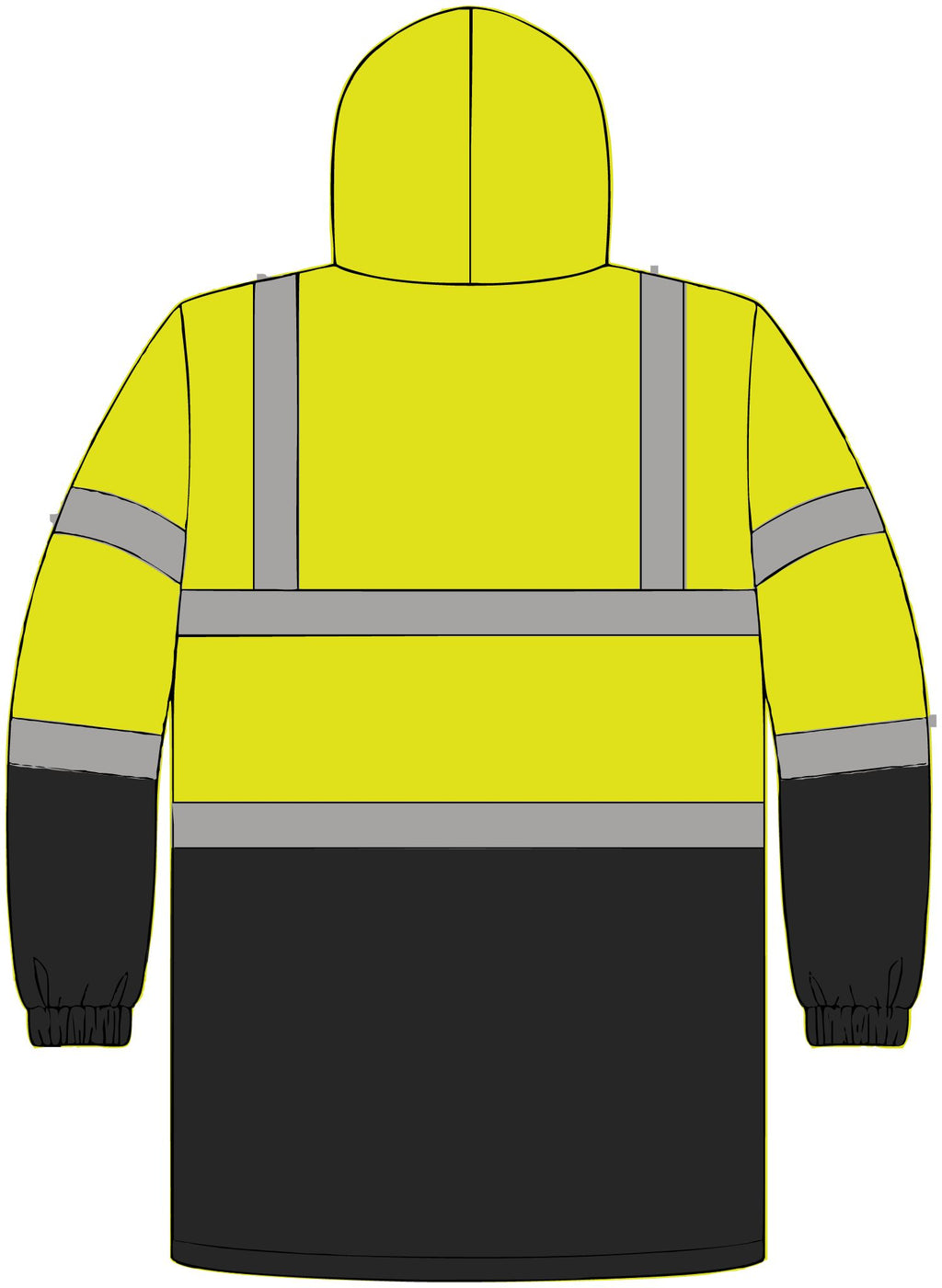 High Visibility Safety Parka, ANSI Class 3 Reflective Winter Jacket, for Construction and Road Work, Sizes XS-5XL
