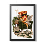 Framed Poster — Relaxing Pizza Slice 'Good Food Good Mood' Art Print