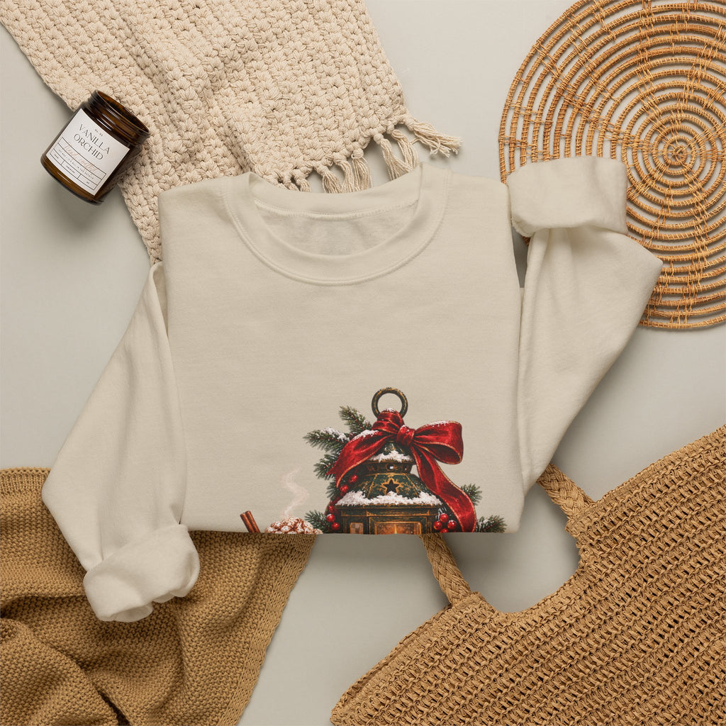 Cozy Holiday Lantern Christmas Sweatshirt — Vintage Winter Scene Crewneck