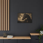 Framed Matte Canvas Horse Portrait — Vintage Dark Equestrian Wall Art