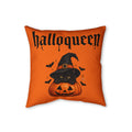 Halloween Faux Linen Pillow – "Halloqueen" Cat & Ghost Dog Pumpkin Throw Pillow