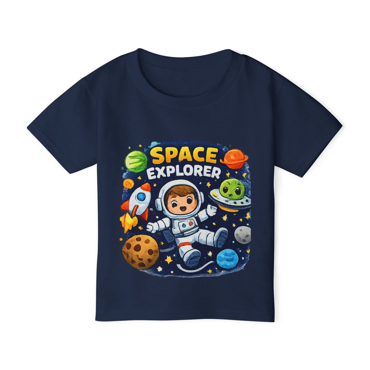 Toddler T-Shirt — Space Explorer Graphic (Astronaut, Planets & Rocket)