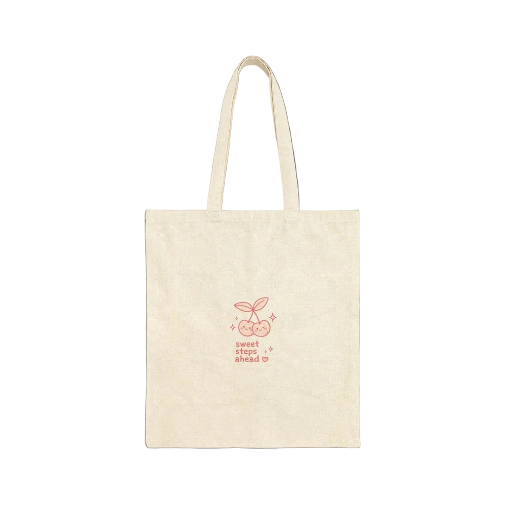Cherry Sketch Cotton Tote Bag — 'sweet days ahead' Eco Canvas Shopper