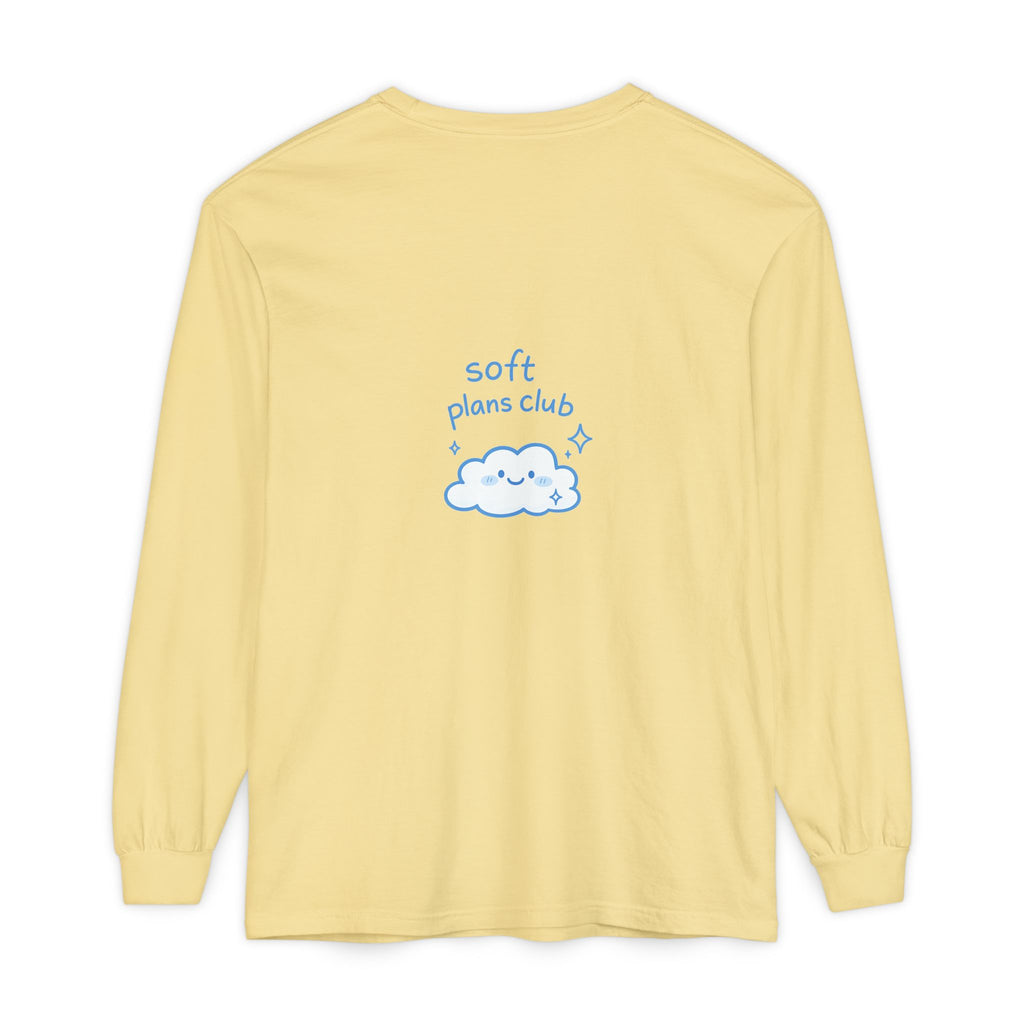 Long Sleeve T-Shirt — "Soft Plans Club" Cute Cloud Graphic
