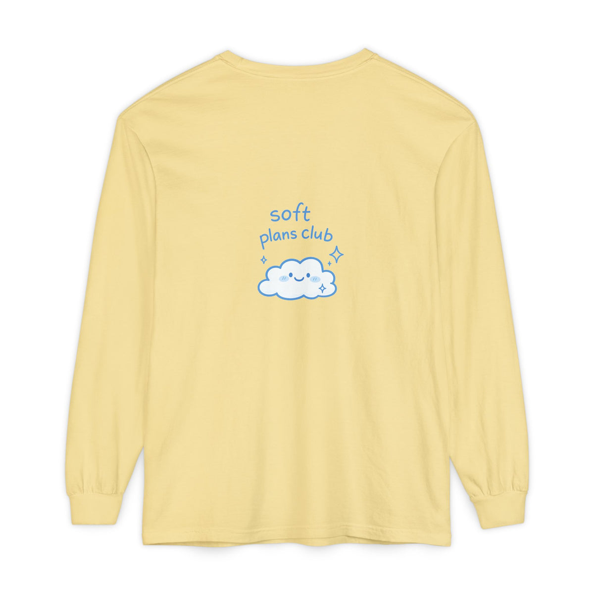 Long Sleeve T-Shirt — "Soft Plans Club" Cute Cloud Graphic