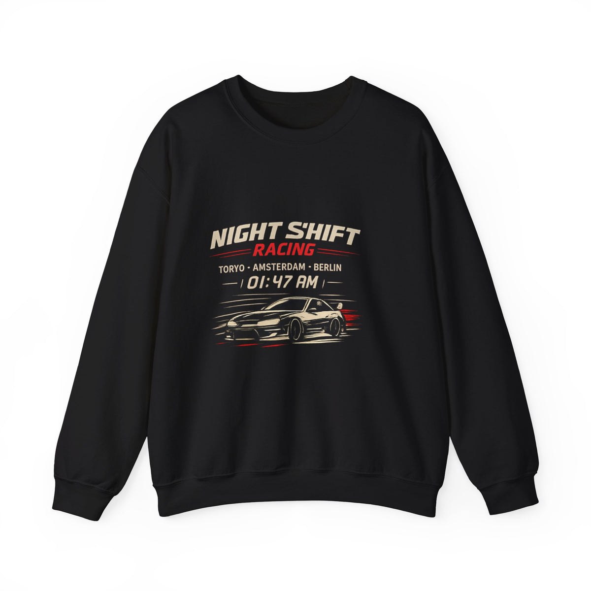 Night Shift Racing Crewneck Sweatshirt — Vintage Car Graphic