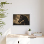 Framed Matte Canvas Horse Portrait — Vintage Dark Equestrian Wall Art