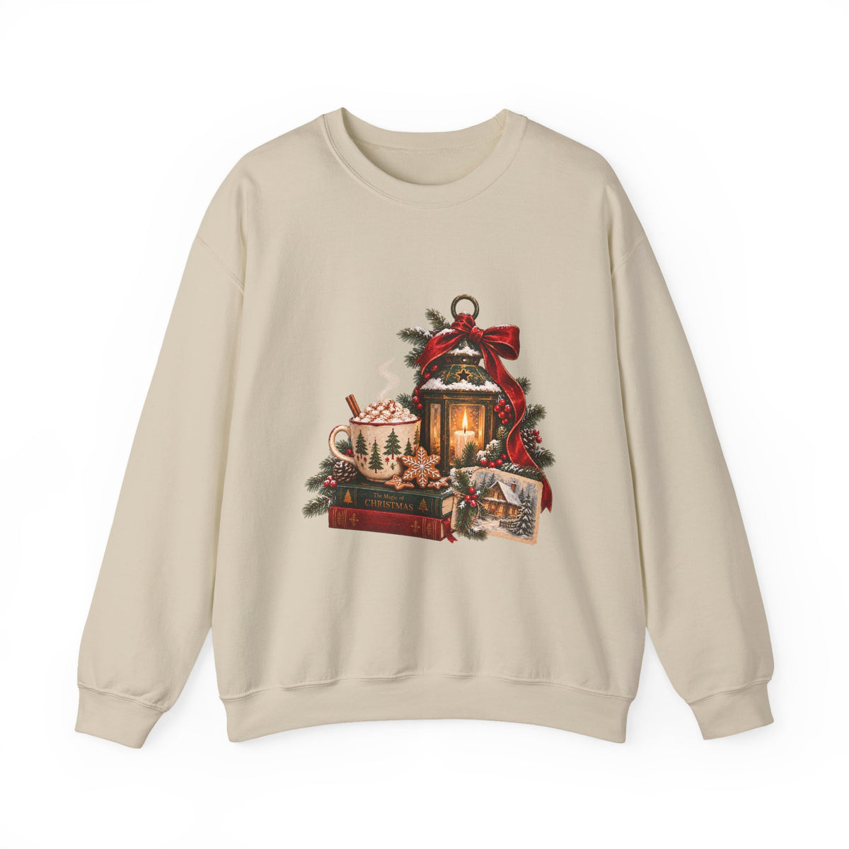 Cozy Holiday Lantern Christmas Sweatshirt — Vintage Winter Scene Crewneck